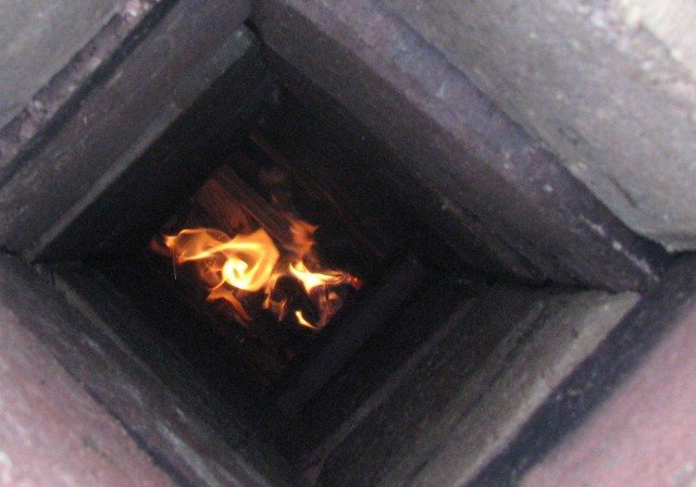 top-down view of rocket stove