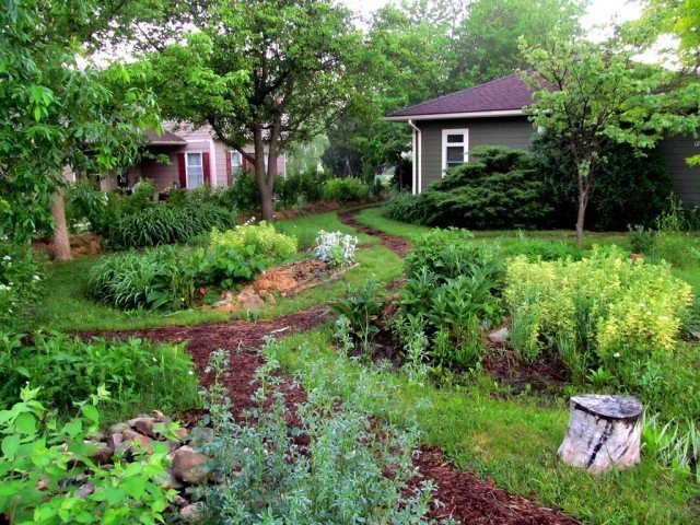 Front Yard Rain Garden And Berm, Landscape Ideas For Front Of House Midwest