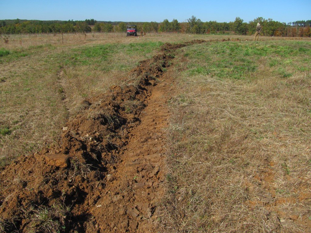 The swale after the first pass.
