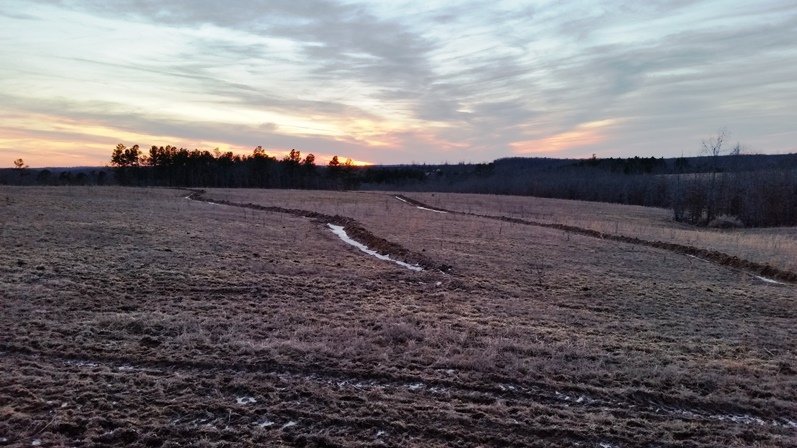 Swale holding water.